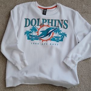 NFL White and Teal Dolphins Sweatshirt